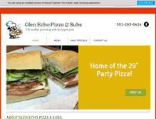 Tablet Screenshot of glenechopizza.com